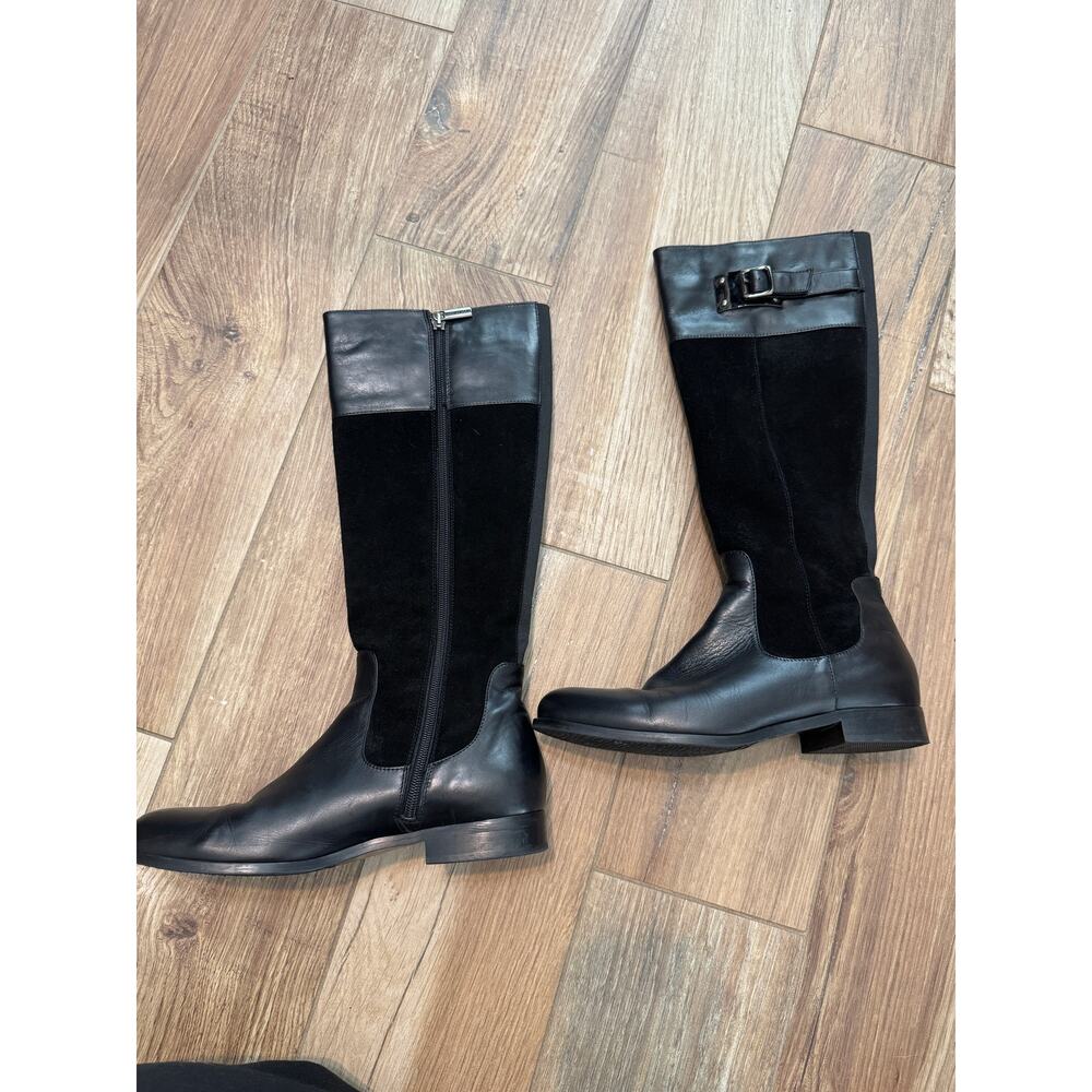 Aquatalia Leather Suede Black Boots 7 - Picture 2 of 8